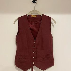 Linen vest - VRG GRL Italian Streets Linen Vest in Wine